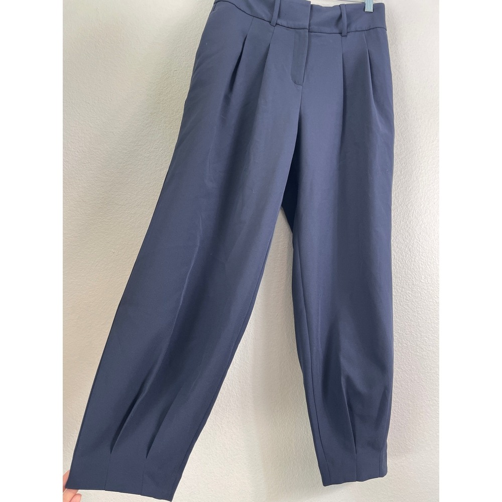 Express Womens 8R High Rise Ankle Pants Blue Pleated Tapered Trouser